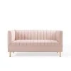 Shift 59.5 in. Pink Channel Tufted Velvet 2-Seater Loveseat with Gold Legs by MODWAY -MODWAY store pink modway loveseats eei 4131 pnk 64 1000