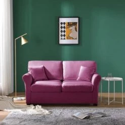 32 in. W Purple Linen 2-Seater Loveseat with Removable Cushions by Boyel Living -MODWAY store purple boyel living loveseats rys w22312082 31 1000