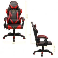 Red & Black Cool Massage Gaming Chair Reclining Swivel with Lumbar Support by Boyel Living -MODWAY store red and black boyel living gaming chairs hysn 65250re c3 1000