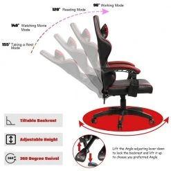 Red & Black Cool Massage Gaming Chair Reclining Swivel with Lumbar Support by Boyel Living -MODWAY store red and black boyel living gaming chairs hysn 65250re fa 1000