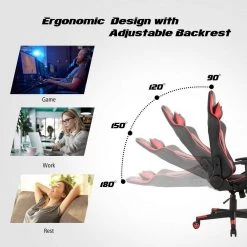 Red Fashion Massage Gaming and Office Chair with Lumbar Support and Headrest by Boyel Living 17 Red Fashion Massage Gaming and Office Chair with Lumbar Support and Headrest by Boyel Living -MODWAY store red and black boyel living gaming chairs hysn 66290re 1f 1000