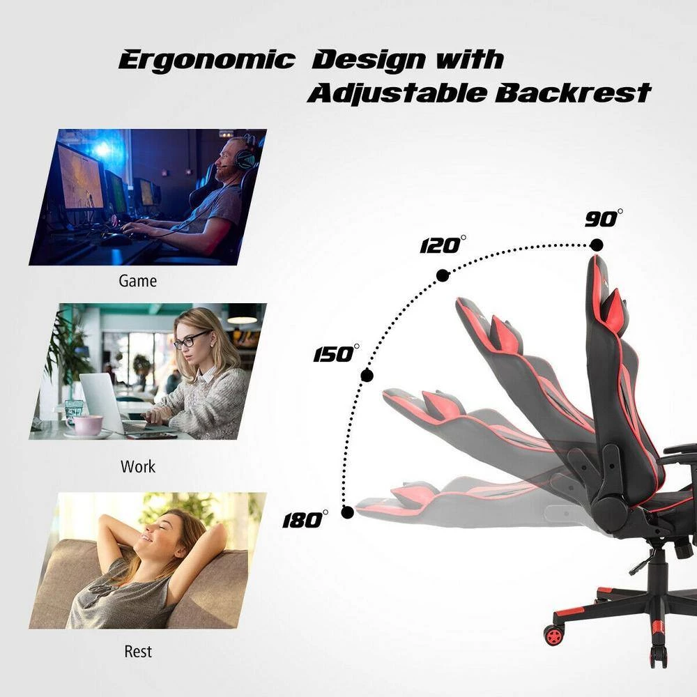 Red Fashion Massage Gaming and Office Chair with Lumbar Support and Headrest by Boyel Living 8 Red Fashion Massage Gaming and Office Chair with Lumbar Support and Headrest by Boyel Living - Image 6
