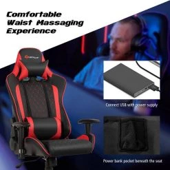 Red Fashion Massage Gaming and Office Chair with Lumbar Support and Headrest by Boyel Living 18 Red Fashion Massage Gaming and Office Chair with Lumbar Support and Headrest by Boyel Living -MODWAY store red and black boyel living gaming chairs hysn 66290re 44 1000