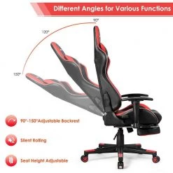 Massage LED Gaming Chair, Ergonomic Black Chair,PU Racing Chair with Lumbar Support & Footrest, in Red by Boyel Living 15 Massage LED Gaming Chair, Ergonomic Black Chair,PU Racing Chair with Lumbar Support & Footrest, in Red by Boyel Living -MODWAY store red boyel living gaming chairs hysn 62042re 40 1000