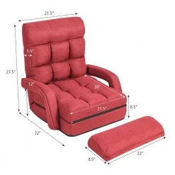 Red Adjustable Floor Chair Folding Lazy Sofa Reclining Massage Chair with Pillow by Boyel Living -MODWAY store red boyel living massage chairs wf hw63375re 1f 1000