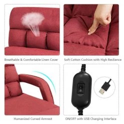 Red Adjustable Floor Chair Folding Lazy Sofa Reclining Massage Chair with Pillow by Boyel Living -MODWAY store red boyel living massage chairs wf hw63375re 4f 1000
