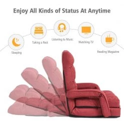 Red Adjustable Floor Chair Folding Lazy Sofa Reclining Massage Chair with Pillow by Boyel Living -MODWAY store red boyel living massage chairs wf hw63375re c3 1000