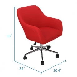 Red Fabric Swivel Office Desk Chair Adjustable Height Modern Accent Chair by Boyel Living -MODWAY store red boyel living task chairs wf hfof 005r fa 1000