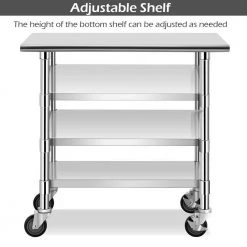 36 in. Silver Stainless Steel Commercial Kitchen Utility Table with Lockable Casters by Boyel Living -MODWAY store silver boyel living kitchen prep tables hysn 35113 4f 1000