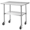 36 in. Silver Stainless Steel Commercial Kitchen Utility Table with Lockable Casters by Boyel Living 2 36 in. Silver Stainless Steel Commercial Kitchen Utility Table with Lockable Casters by Boyel Living -MODWAY store silver boyel living kitchen prep tables hysn 35113 64 1000