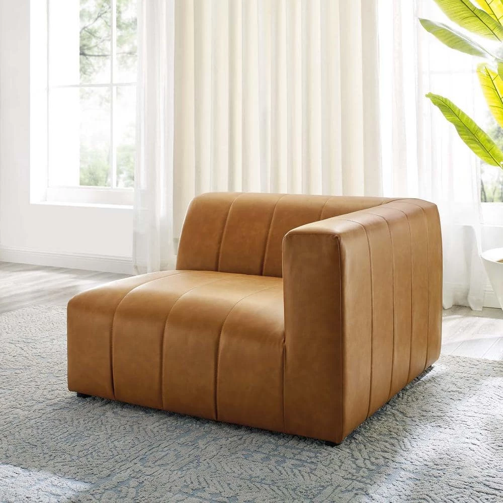 Bartlett Tan Vegan Leather Right-Arm Chair by MODWAY 5 Bartlett Tan Vegan Leather Right-Arm Chair by MODWAY - Image 3
