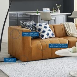Bartlett 4-Piece Tan Vegan Leather Sectional Sofa by MODWAY -MODWAY store tan modway sectional sofas eei 4519 tan 76 1000