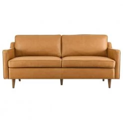 Impart 70.5 in. W Square Arm Genuine Leather Modern Straight Sofa in Tan (Seats 2) by MODWAY -MODWAY store tan modway sofas couches eei 5553 tan 4f 1000
