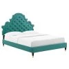 Gwyneth Tufted Performance Velvet Twin Platform Bed in Teal by MODWAY -MODWAY store teal modway platform beds mod 6755 tea 64 1000