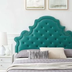 Gwyneth Tufted Performance Velvet Twin Platform Bed in Teal by MODWAY -MODWAY store teal modway platform beds mod 6755 tea 76 1000