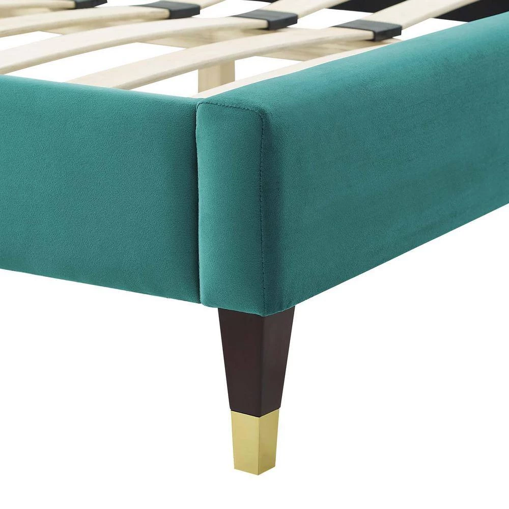 Phillipa Performance Velvet Twin Platform Bed in Teal by MODWAY 7 Phillipa Performance Velvet Twin Platform Bed in Teal by MODWAY - Image 5