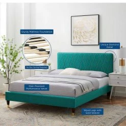 Phillipa Performance Velvet Twin Platform Bed in Teal by MODWAY 19 Phillipa Performance Velvet Twin Platform Bed in Teal by MODWAY -MODWAY store teal modway platform beds mod 6899 tea 31 1000