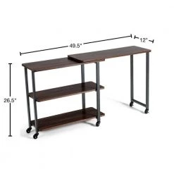 49.5 in. 360° Rotating Walnut L-shaped End Table with Storage Shelves and Wheels by Boyel Living -MODWAY store walnut boyel living end side tables hysn 63073wt 40 1000