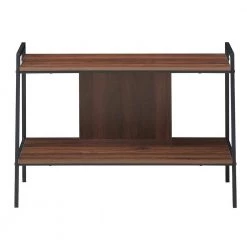 Walnut 34 in. TV Stands Open Shelf Industrial Wood Metal Bookcase by Boyel Living -MODWAY store walnut boyel living tv stands hysn 64303 c3 1000