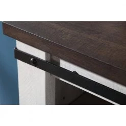 54 in. Walnut and Brown Wood TV Stand Fits TVs Up to 60 in. with Sliding Barn Door and Storage Shelf by Boyel Living -MODWAY store walnut brown boyel living tv stands rt 1901 1f 1000