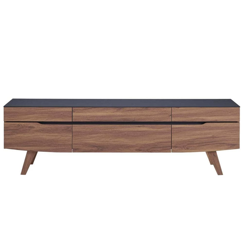 Scope 71 in. Walnut and Gray Wood TV Stand with 6 Drawer Fits TVs Up to 71 in. with Cable Management by MODWAY 7 Scope 71 in. Walnut and Gray Wood TV Stand with 6 Drawer Fits TVs Up to 71 in. with Cable Management by MODWAY - Image 5