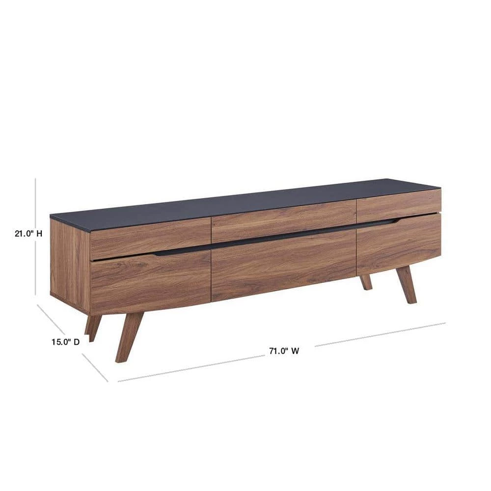 Scope 71 in. Walnut and Gray Wood TV Stand with 6 Drawer Fits TVs Up to 71 in. with Cable Management by MODWAY 5 Scope 71 in. Walnut and Gray Wood TV Stand with 6 Drawer Fits TVs Up to 71 in. with Cable Management by MODWAY - Image 3