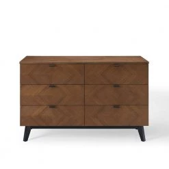 Kali 6-Drawer Walnut Wood Dresser 29.5 in. x 47 in. x 17.5 in. by MODWAY -MODWAY store walnut modway dressers mod 6194 wal 1f 1000