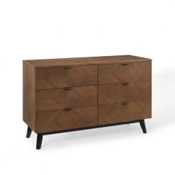Kali 6-Drawer Walnut Wood Dresser 29.5 in. x 47 in. x 17.5 in. by MODWAY