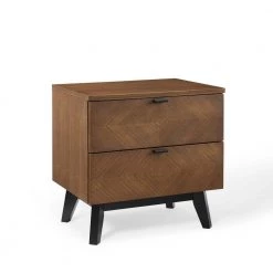 Kali 2-Drawer Walnut Wood Nightstand 21.5 in. x15.5 in. x 21.5 in. by MODWAY