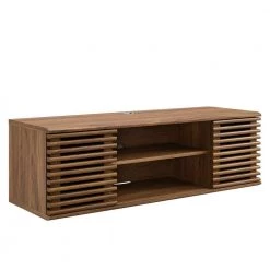 Render 46 in. Wall-Mount Media Console TV Stand in Walnut by MODWAY