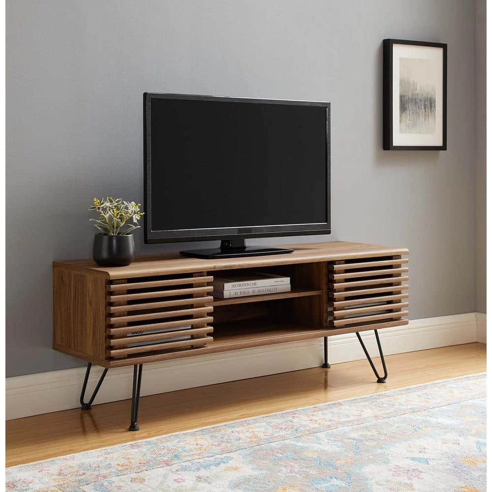Render 46 in. Walnut Media Console TV Stand Fits TV's up to 60 in. by MODWAY 9 Render 46 in. Walnut Media Console TV Stand Fits TV's up to 60 in. by MODWAY - Image 7