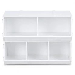 White Kids Flexible Stackable Toy Box Organizer Storage Cabinet by Boyel Living