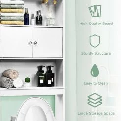 Bathroom White Organizer Shelf Storage Cabinet Rack by Boyel Living -MODWAY store white boyel living accent cabinets hysn 61894 4f 1000