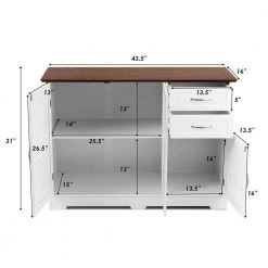 31 in. H x 43.5 in. W x 16 in. D White Buffet Storage Cabinet Kitchen Sideboard with Adjustable Shelves by Boyel Living 13 31 in. H x 43.5 in. W x 16 in. D White Buffet Storage Cabinet Kitchen Sideboard with Adjustable Shelves by Boyel Living -MODWAY store white boyel living accent cabinets hysn 65638 1f 1000
