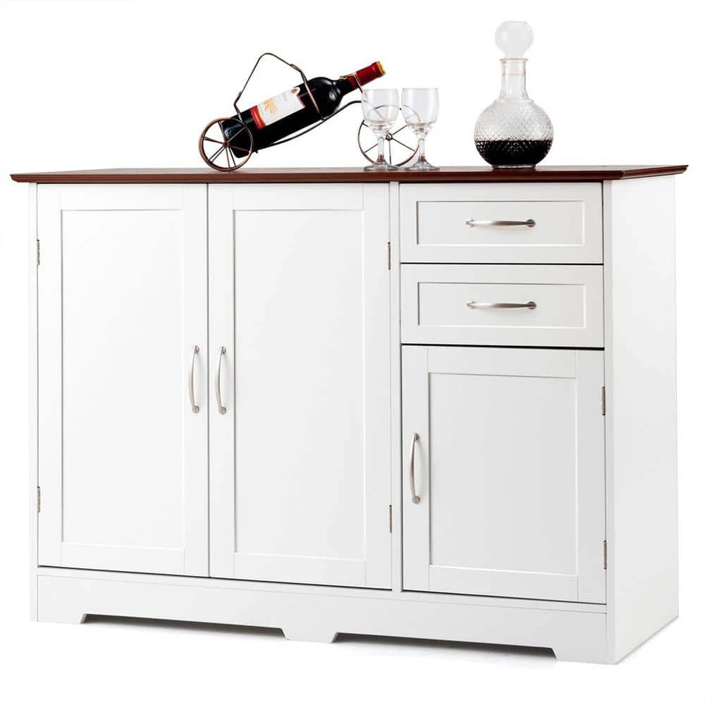 31 in. H x 43.5 in. W x 16 in. D White Buffet Storage Cabinet Kitchen Sideboard with Adjustable Shelves by Boyel Living 8 31 in. H x 43.5 in. W x 16 in. D White Buffet Storage Cabinet Kitchen Sideboard with Adjustable Shelves by Boyel Living - Image 6