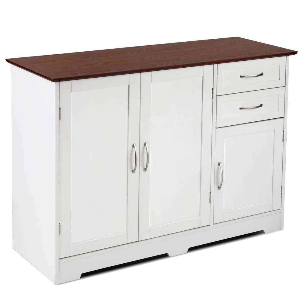 31 in. H x 43.5 in. W x 16 in. D White Buffet Storage Cabinet Kitchen Sideboard with Adjustable Shelves by Boyel Living 3 31 in. H x 43.5 in. W x 16 in. D White Buffet Storage Cabinet Kitchen Sideboard with Adjustable Shelves by Boyel Living