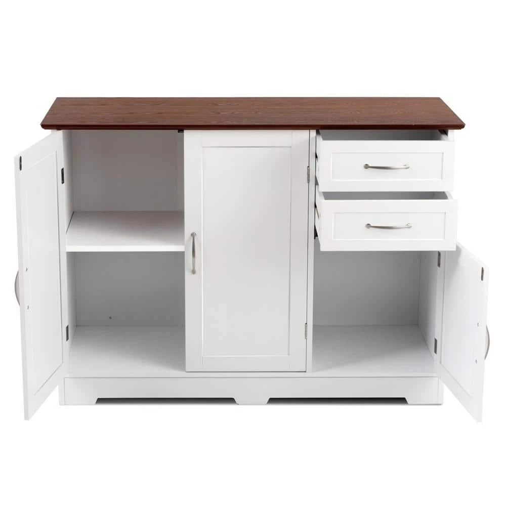 31 in. H x 43.5 in. W x 16 in. D White Buffet Storage Cabinet Kitchen Sideboard with Adjustable Shelves by Boyel Living 5 31 in. H x 43.5 in. W x 16 in. D White Buffet Storage Cabinet Kitchen Sideboard with Adjustable Shelves by Boyel Living - Image 3