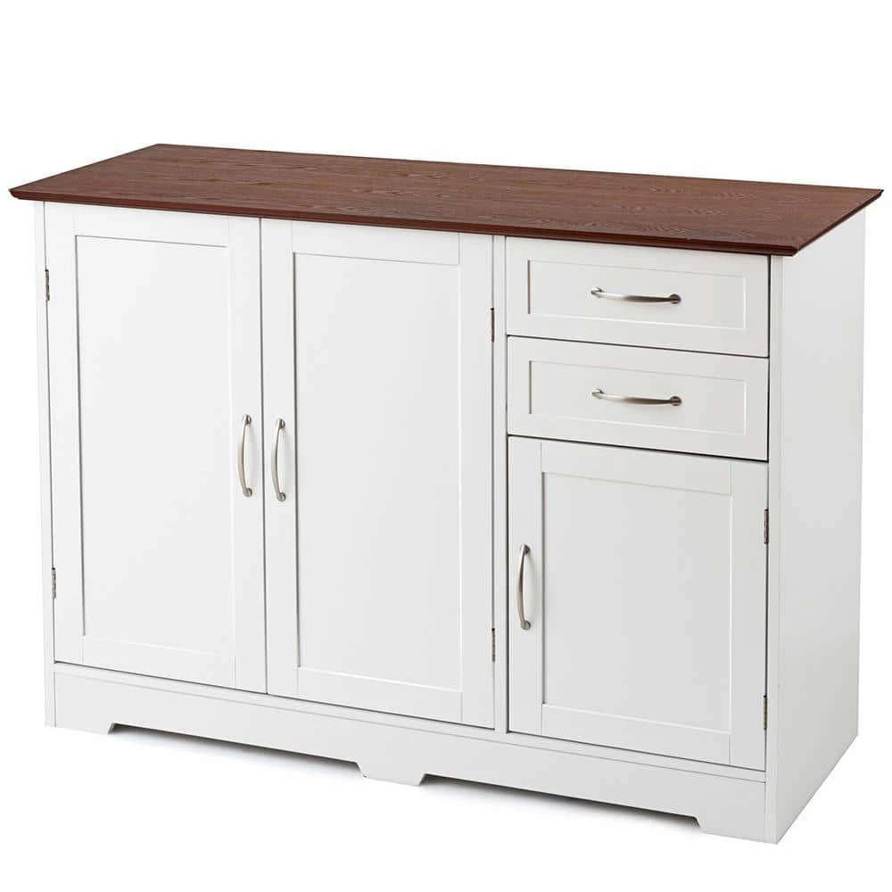 31 in. H x 43.5 in. W x 16 in. D White Buffet Storage Cabinet Kitchen Sideboard with Adjustable Shelves by Boyel Living 6 31 in. H x 43.5 in. W x 16 in. D White Buffet Storage Cabinet Kitchen Sideboard with Adjustable Shelves by Boyel Living - Image 4