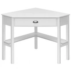 41.5 in. White Wooden PC Laptop Computer Desk with Storage Drawer and Shelves by Boyel Living