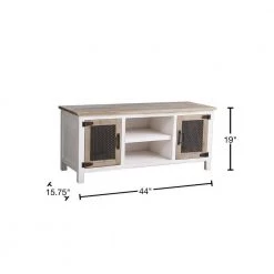 44 in. L x 19 in. H White Rectangle Sturdy Wood Console Table with Durable Metal Mesh Doors by Boyel Living -MODWAY store white boyel living console tables wf j a57 40 1000