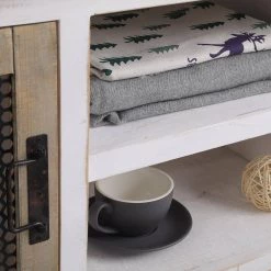 44 in. L x 19 in. H White Rectangle Sturdy Wood Console Table with Durable Metal Mesh Doors by Boyel Living -MODWAY store white boyel living console tables wf j a57 44 1000