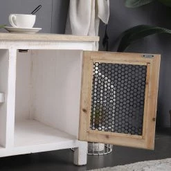 44 in. L x 19 in. H White Rectangle Sturdy Wood Console Table with Durable Metal Mesh Doors by Boyel Living -MODWAY store white boyel living console tables wf j a57 4f 1000