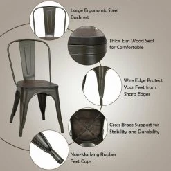 Bronze Metal Dining Chair Stackable with Wood Cushion(Set of 4) by Boyel Living 16 Bronze Metal Dining Chair Stackable with Wood Cushion(Set of 4) by Boyel Living -MODWAY store white boyel living dining chairs hysn 60716gu 1f 1000