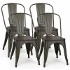 Bronze Metal Dining Chair Stackable with Wood Cushion(Set of 4) by Boyel Living -MODWAY store white boyel living dining chairs hysn 60716gu 64 1000