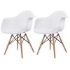 2-Piece White Mid-Century Dining Arm Chairs by Boyel Living