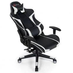 White Ergonomic Reclining Swivel Massage Gaming Computer Chair with Lumbar Support by Boyel Living -MODWAY store white boyel living gaming chairs hysn 66185wh 4f 1000