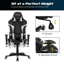 White Ergonomic Reclining Swivel Massage Gaming Computer Chair with Lumbar Support by Boyel Living -MODWAY store white boyel living gaming chairs hysn 66185wh fa 1000
