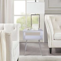 Dieter 18 in. White Metal Bed Frame Nightstand by Boyel Living -MODWAY store white boyel living nightstands hf w39523857 31 1000