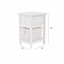12 in. 1-Drawer White Wooden Mini Bedside End Table Nightstand (Set of 2) by Boyel Living -MODWAY store white boyel living nightstands hysn 53787 2 1f 1000