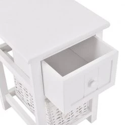 12 in. 1-Drawer White Wooden Mini Bedside End Table Nightstand (Set of 2) by Boyel Living -MODWAY store white boyel living nightstands hysn 53787 2 4f 1000